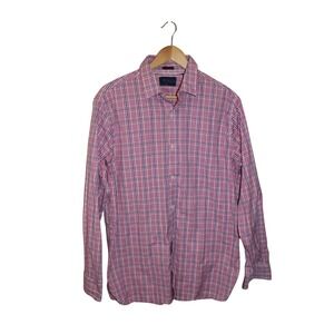 Fairlane Non Iron Stretch Long Sleeve  Plaid‎ Regular Fit Shirt Men Size L